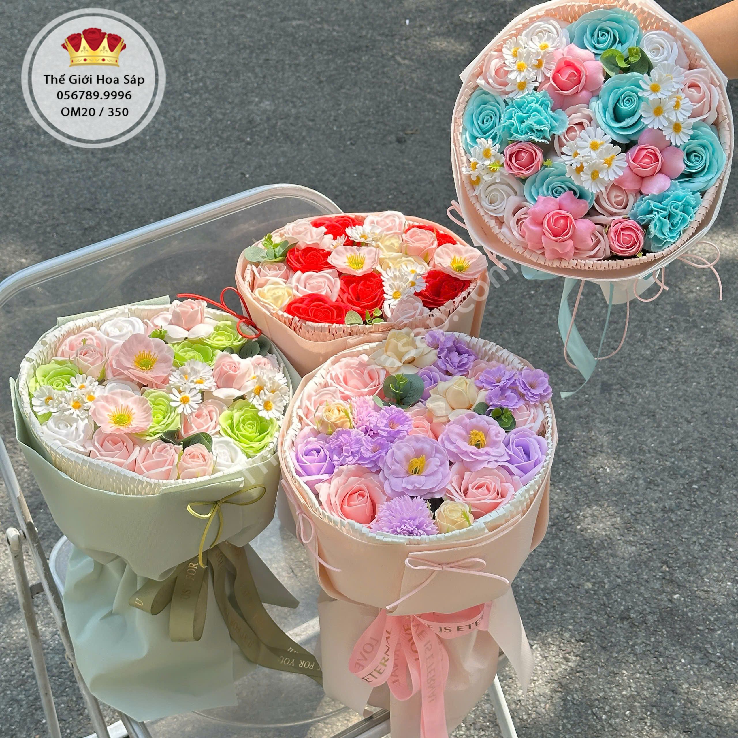 Bó Hoa Sáp Mix Màu Xinh Xắn – Hoa Sáp Đẹp Làm Quà Tặng- hoa sáp thơm 5 bó hoa sáp mix màu