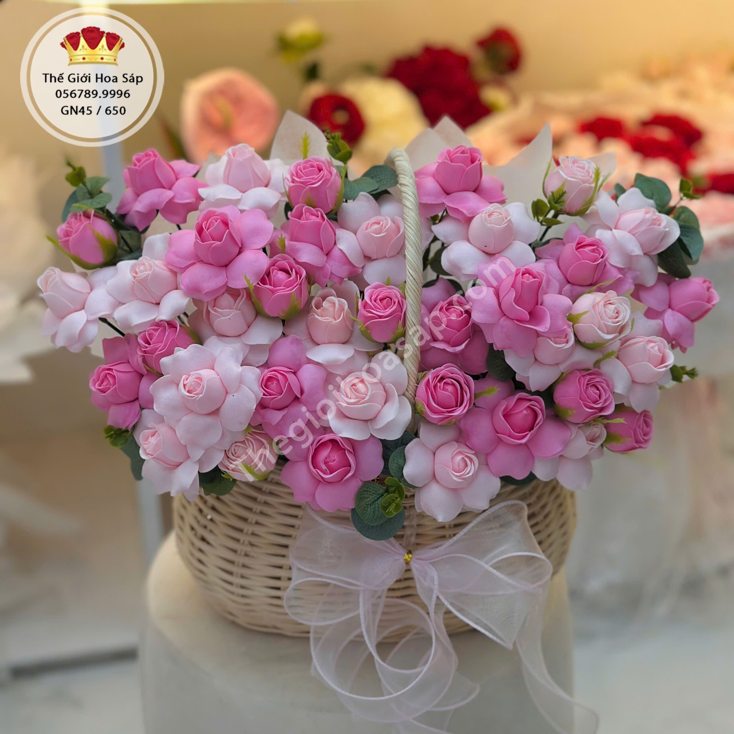 Giỏ Hoa Hồng Sáp Plume Ngọt Ngào- hoa sáp thơm 3 Giỏ Hoa Hồng Sáp Plume Ngọt Ngào- hoa sáp thơm 2
